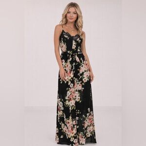 Bisou Bisou Black Floral Maxi Dress